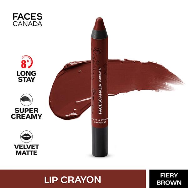 Faces Canada Ultime Pro Matte Lip Crayon Fiery Brown 28 2.8 Gm - Lip Crayons