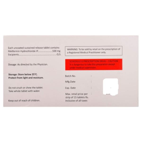 Obimet SR 500mg Tablet 15'S - Diabetes-Ant