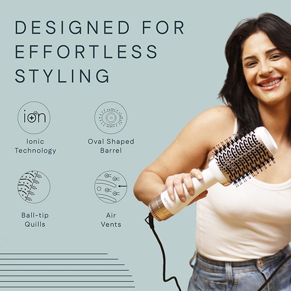WINSTON Blow Drying Brush With Adjustable Temperature Setting 1200W - White 1's - Multi-Stylers