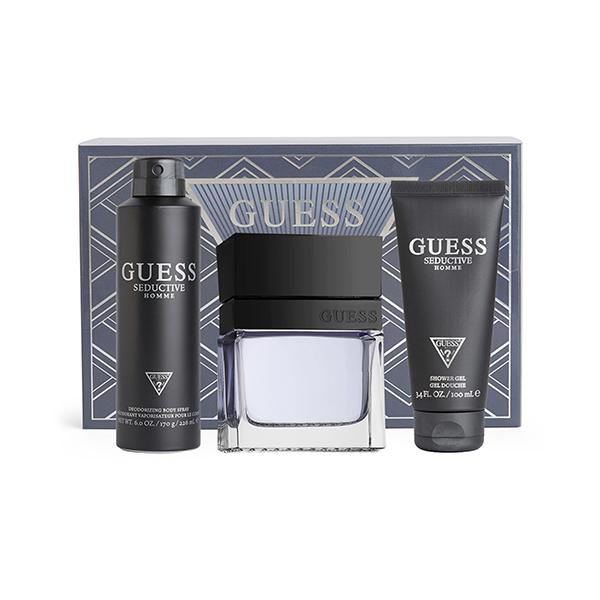 Guess Seductive Homme Gift Set (Eau de Toilette 100ml + Shower Gel 100ml + Body Spray 170g + Pouch) 1's - Men Perfumes (Edt/Edp)