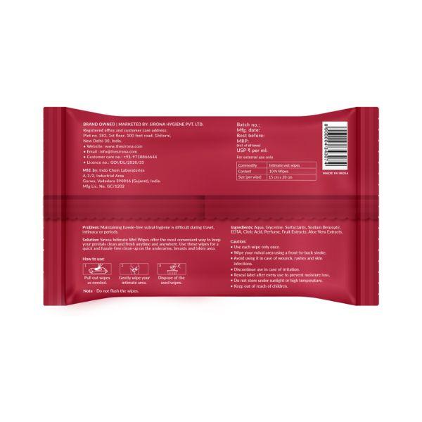 Sirona Intimate Wet Wipes - 20 Wipes 1's - Intimate Care