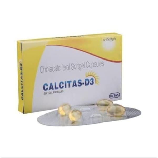 Calcitas D3 60000IU Capsule 4'S - Supplements-Vit