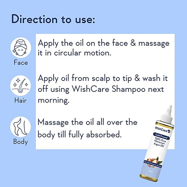 WishCare 100% Pure Cold Pressed Natural Moroccan Argan Oil 100 ml - Hair Oils