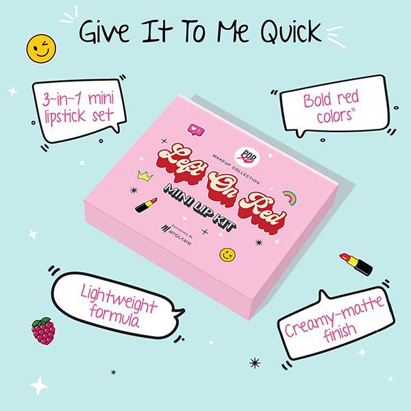 MyGlamm POPxo Makeup Collection Mini Lip Kit Left On Red 3's - Lipsticks