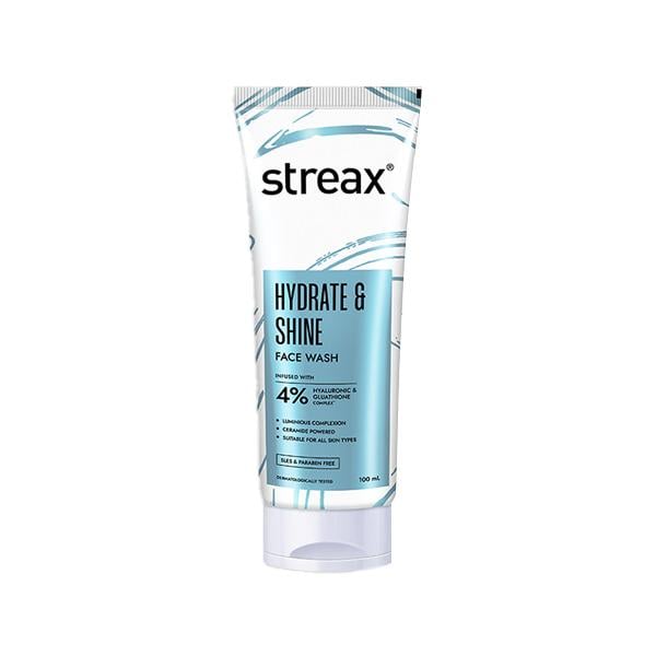 Netmeds | Streax Skin Hydrate & Shine Face wash cleanser 4% Hyaluronic & Gluathione Serum complex 100 ml