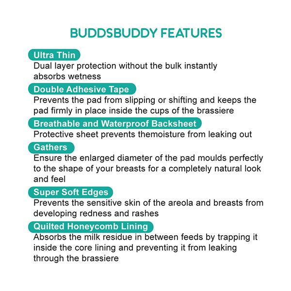 Buddsbuddy Ultra Thin Super Absorbent Disposable Nursing Breast Pads 24's - Breast Pads & Shields