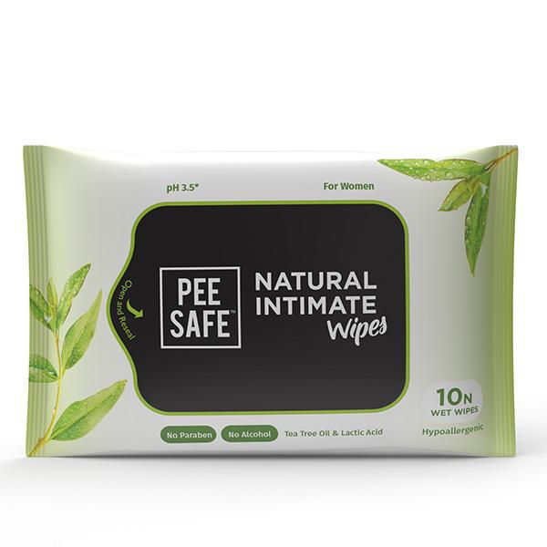 Netmeds | Pee Safe Natural Intimate Wipes for Women Tea Tree & Lactic Acid ( Pack of 10) 1's