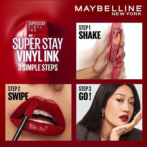 Maybelline New York Superstay Vinyl Ink - Longwear Shine Lip Color, Pomodoro 4.2 gm - Liquid Lipsticks