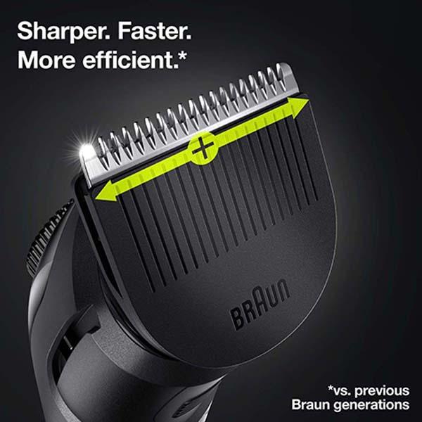 Braun Beard Trimmer 3, BT3321 for Men from Gillette, Hair Clipper, Lifetime Sharp Blades, 20 Length Settings Black and Vibrant Green 310 gm - Grooming Kits
