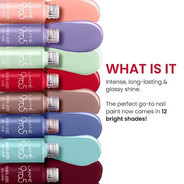 Lakme 9 to 5 Primer + Gloss Nail Colour Nude Warmth 6 ml - Nail Polish