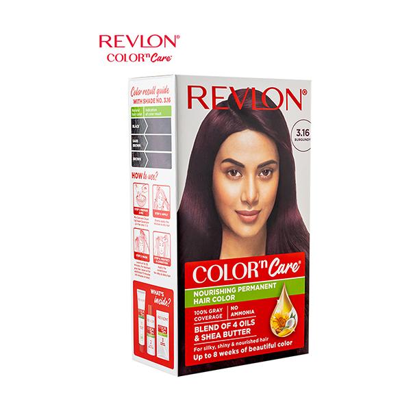Revlon Color N Care Nourshing Permanent Hair Color Blend of Oil and Shea Butter - 3.16 Burgundy 40gm - Crème