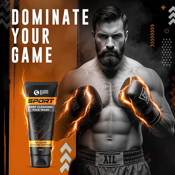 Beardo Sport Deep Cleansing Facewash for Men, Cooling Menthol, Oil Control 100 gm - Face Washes