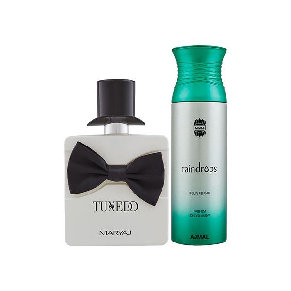 Maryaj Tuxedo EDP Spicy Woody Perfume And Ajmal Raindrops Femme Deodorant Floral Chypre Fragrance 300 ml - Perfumes (Edt/Edp)