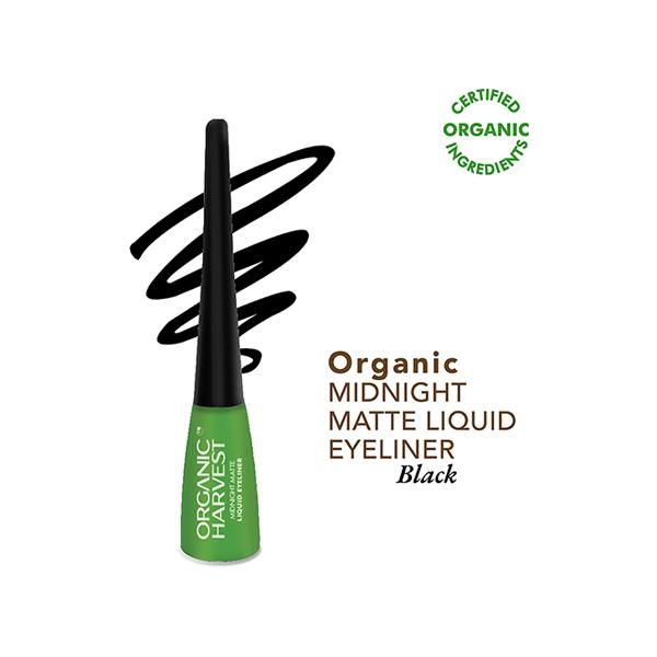 Organic Harvest Midnight Matte Liquid Eyeliner,Waterproof and Smudge-Proof, Certified Organic 4.5 ml - Eyeliners