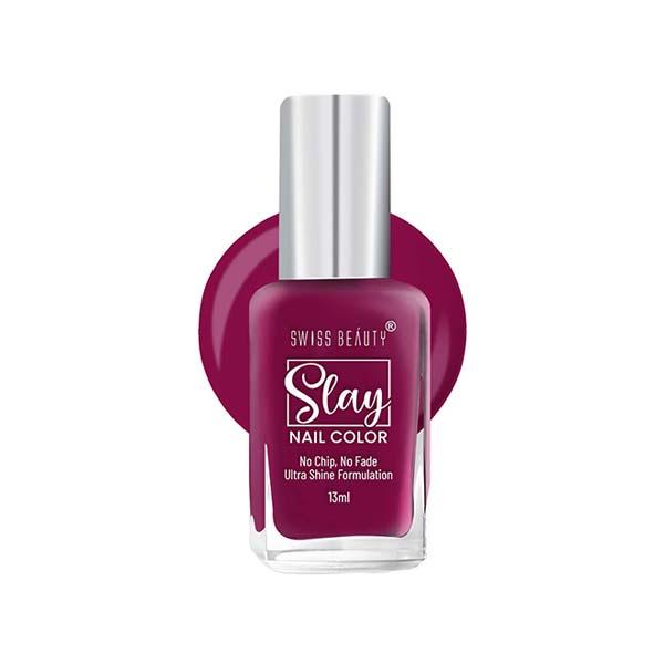 Swiss Beauty Slay Nail Color, Shade - Wine Ready 13 gm