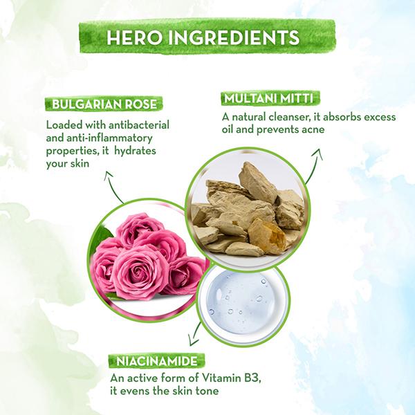 Mamaearth Multani Mitti Face Wash with Multani Mitti and Bulgarian Rose For Oil Control and Acne - Suits All Skin Types, 100ml - Face Washes