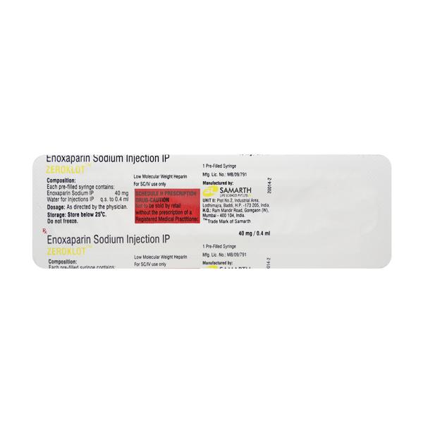Zeroklot 40mg Injection 0.4ml - Blood Clot-Ant