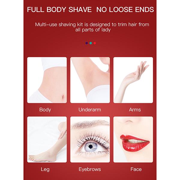 VGR V725 4in1 Women Grooming Kit for Face Legs Underarms Bikini Eyebrow Ear and Nose Trimmer 1s 1's - Hair Removal Accessories