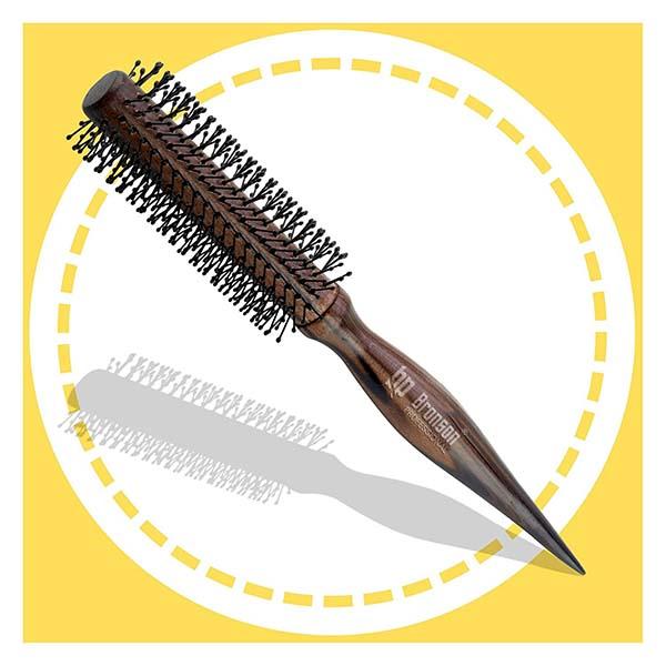 Bronson Professional Round Hair Brush Dark Brown Wooden for Quick Curls, Waves And Volume 12's - Hair Brushes