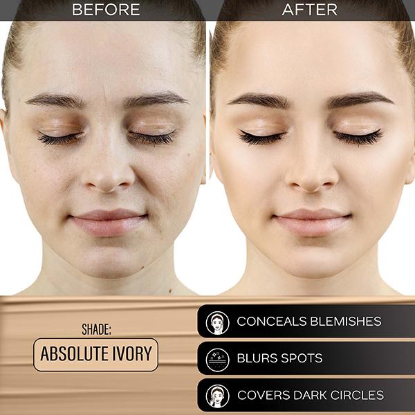 Faces Canada All Day Hydra Matte Foundation 3-In-1 Foundation + Moisturizer + SPF 30 24 Hr Aloe Hydration & Vitamin C 10Hr Long Wear Absolute Ivory 012 25ml - Foundation