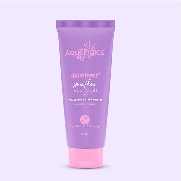 Aqualogica Illuminate + Smoothie Face Wash With Wild Berries And Alpha Arbutin 100 ml - Face Washes