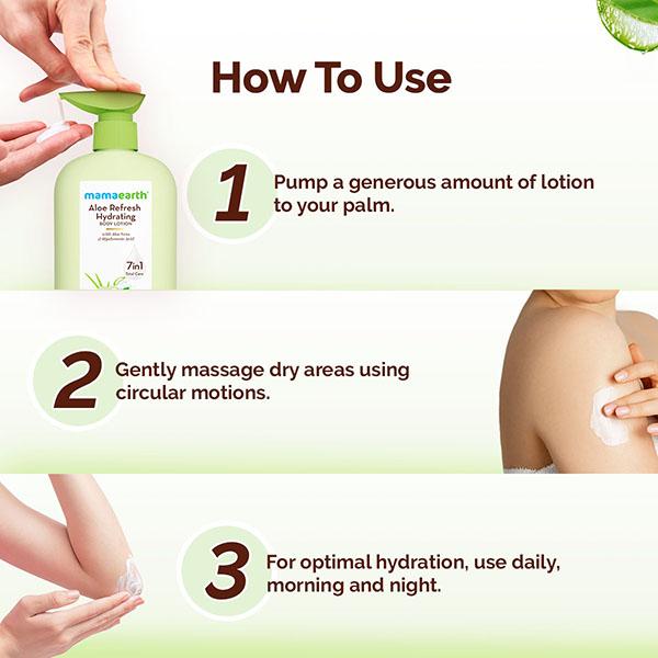 Mamaearth Aloe Refresh Hydrating Body Lotion with Aloe Vera & HA for Soft Soothed Skin 400 ml - Creams, Lotions & Oils