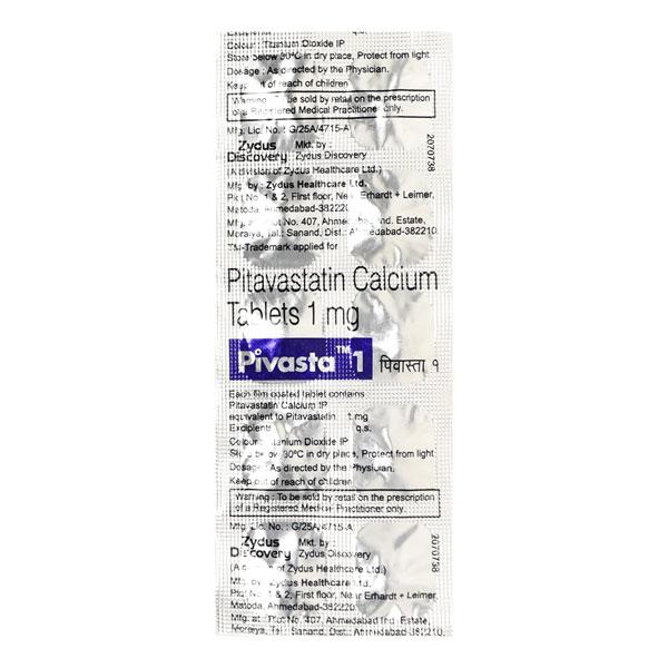 Pivasta 1mg Tablet 10'S - High Cholesterol-Dys