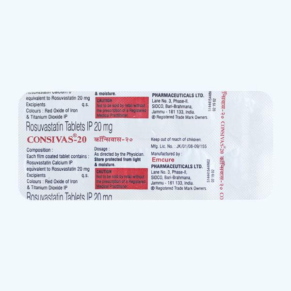 Consivas 20mg Tablet 10'S - High Cholesterol-Dys