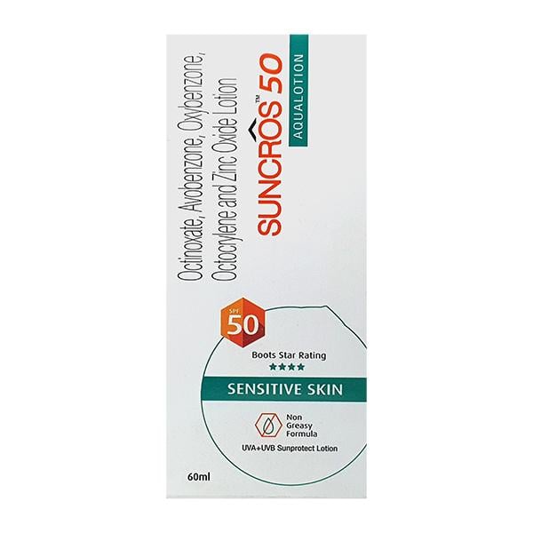 Netmeds | Suncros 50 SPF 50 Sensitive Skin Aqualotion 60ml
