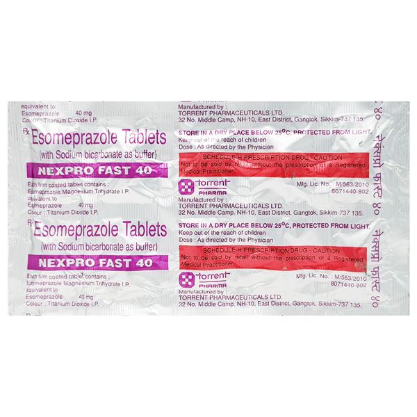 Nexpro Fast 40mg Tablet 10'S - Ulcer/Reflux/Flatulence-Aaa