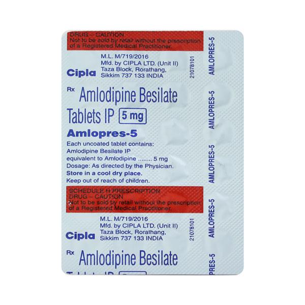 AMLOPRES 5mg Tablet 30's - Hypertension-Cal
