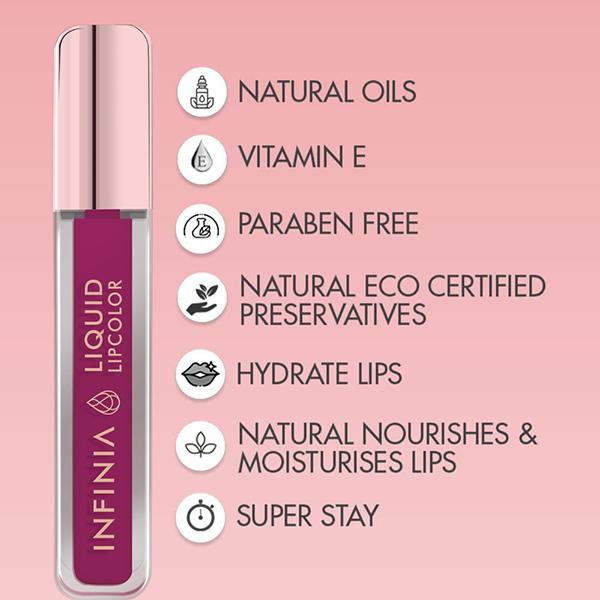Infinia Liquid Lip Color Liquid Lipstick M 08 Long Lasting and Waterproof 5 ml - Liquid Lipsticks