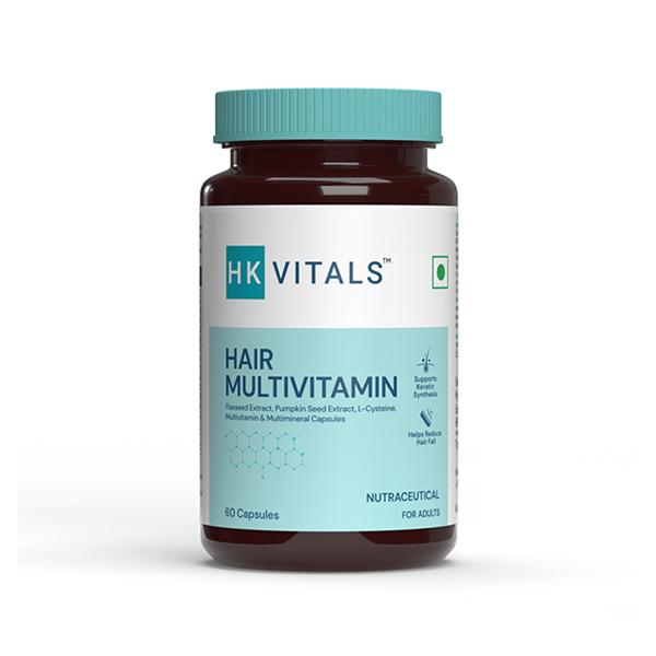 HK Vitals Hair Multivitamin with Dht Blockers, Omega and Biotin, Supports Keratin Synthesis and Helps Reduce Hair Fall, 60 Multivitamin Capsules 1's