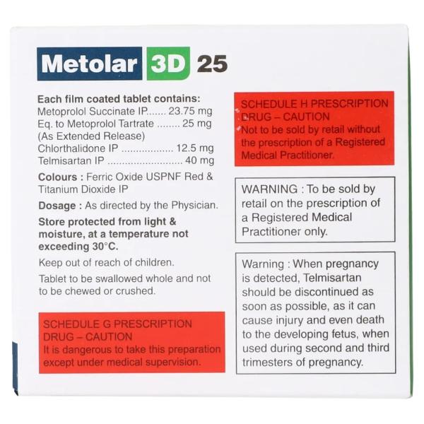 METOLAR 3D 25 Tablet 10's - Hypertension-Bet