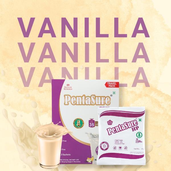 PentaSure HP High Protein Powder - Banana Vanilla Flavour (Travel Pack Sachet of 3 x 30 gm) - Protein Drink