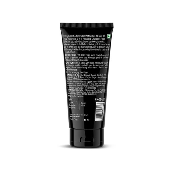 Beardo Activated Charcoal Facewash 50 ml - Face Wash & Cleansers