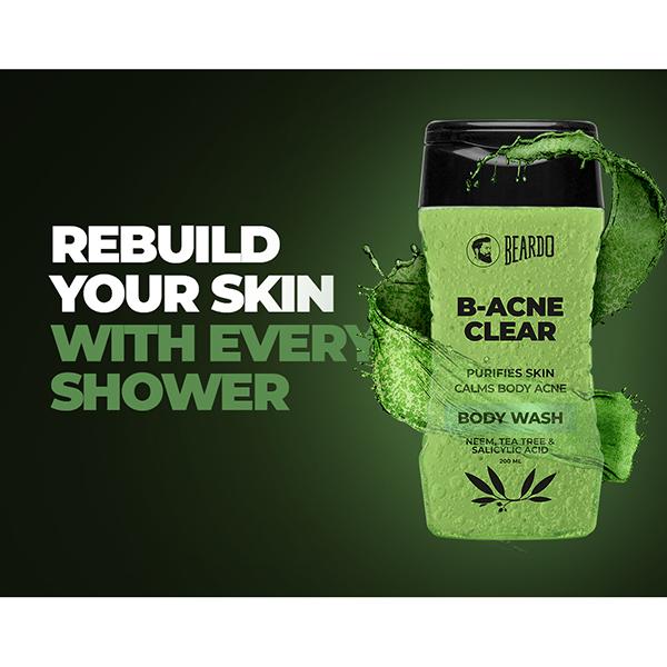 Beardo B Acne Clear Body Wash - Neem, Tea Tree & Salicylic Acid 200 ml - Shower Gels & Body Wash