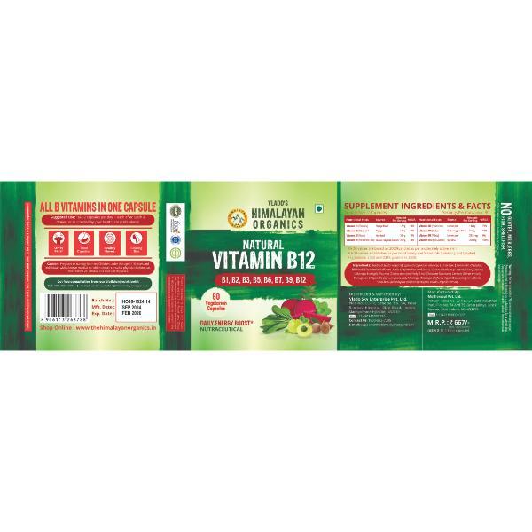 Vlado's  Himalayan Organics Plant Based Vitamin B12 Veg Capsules 60's - Multi-Vitamins