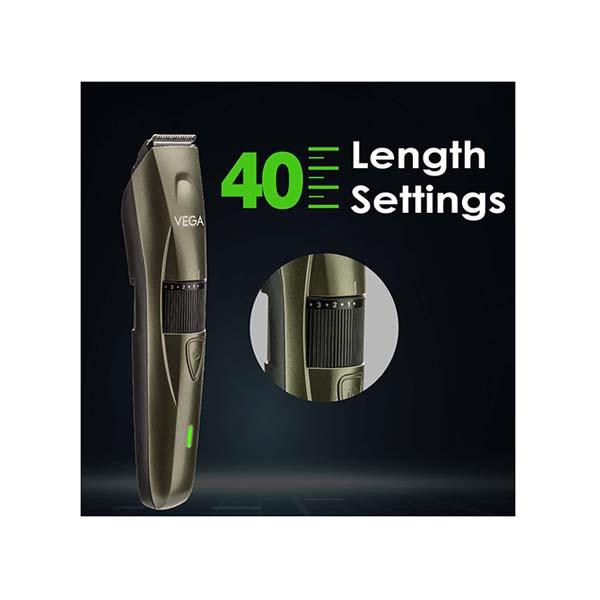 Vega P1 Battery Powered Beard Trimmer for Men with 160 Mins Runtime & 40 Length Settings, (VHTH-25) Green 1'S - Trimmers