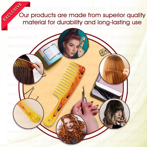 Majestique Premium Long Handle and Extra Wide Comb for Detangler Shampoo Comb - Multicolor 1's - Hair Combs