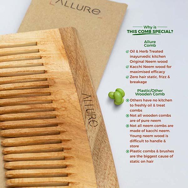 Allure Wooden Neem Comb (CD-01+CD-02) 1's - Hair Combs