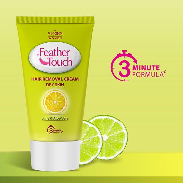 VI-John Feather Touch Hair Removal Cream Lime & Aloe Vera Tube for Dry Skin 40 gm - Shaving Creams