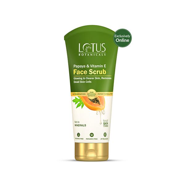 Lotus Botanicals Papaya & Vitamin E Face Scrub, For Instant Glow, For All Skin Types 100 gm - Scrubs & Exfoliants