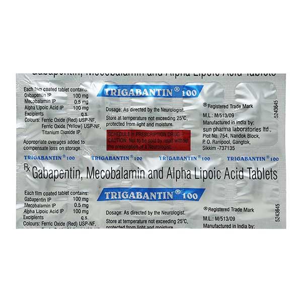 Trigabantin 100mg Tablet 10'S - Neuropathic Pain-Dru