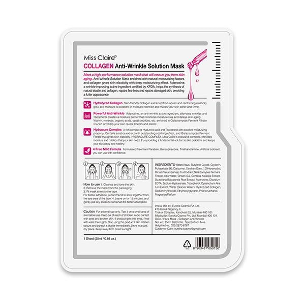Miss Claire Collagen Anti Wrinkle Solution Mask 25ml - Masks & Peels