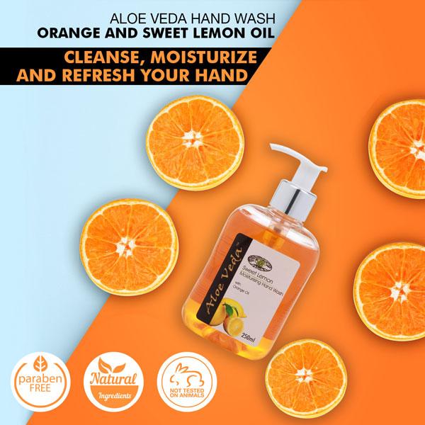 Aloe Veda Handwash - Orange & Sweet Lemon Oil 250 ml - Hand Wash & Soaps