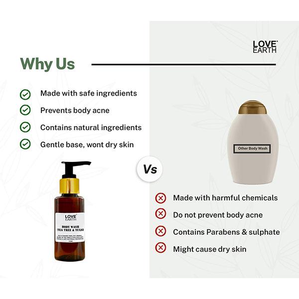 Love Earth Body Wash Tea Tree Tulsi for Moisturising Skin with Anti-bacterial Properties 100 ml - Shower Gels & Body Wash