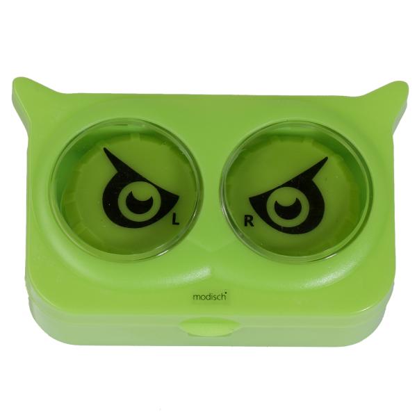 Modisch New fashion Owl Eyes Contact Lens Case - Green 1's - Eyecare Lenses