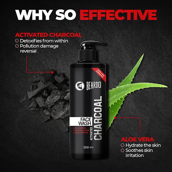 Beardo Activated Charcoal Face Wash 200 ml - Face Wash & Cleansers