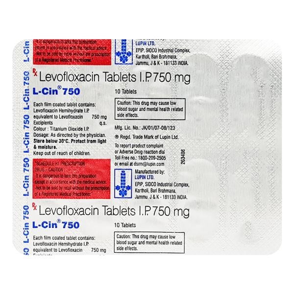 Lcin 750mg Tablet 10'S - Bacterial Infections-Qui